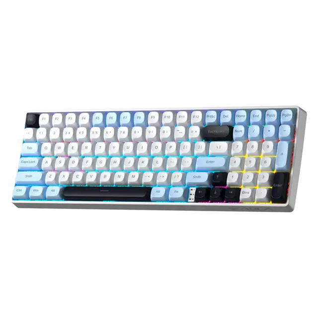 Teclado Aula S100 PRO Wireless Blue White Purple Mecánico 95% RGB Rainbow Switch Brown