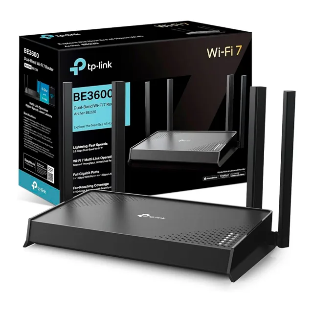 Router WiFi TP-Link Archer BE220 BE3600 Wi-Fi 7 Dual Band Gigabit