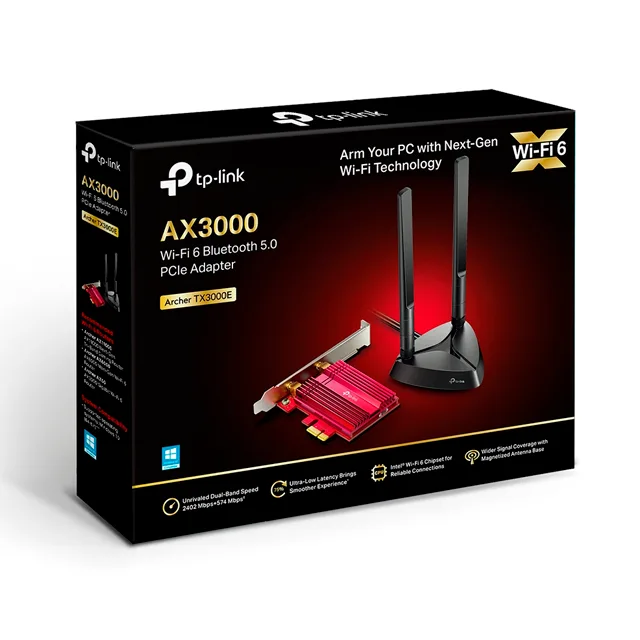 Placa de Red WiFi TP-Link TX3000E WIFI 6 AX3000 + Bluetooth 5