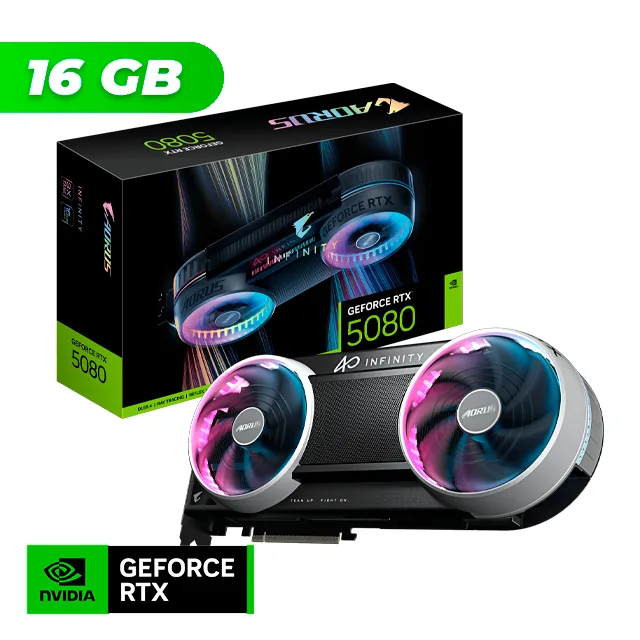 PLACA DE VIDEO GIGABYTE NVIDIA GEFORCE RTX 5080 AORUS INFINITY WOOD 16GB GDDR7