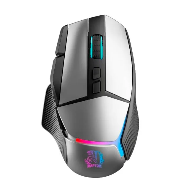 MOUSE RAPTOR STORM GRIP WHITE WIRELESS 9 BOTONES RETROILUMINADO 24000 DPI
