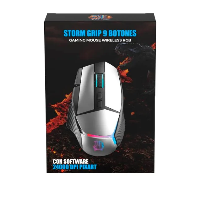 Mouse Raptor Storm Grip White Wireless 9 botones Retroiluminado 24000 DPI — foto 2