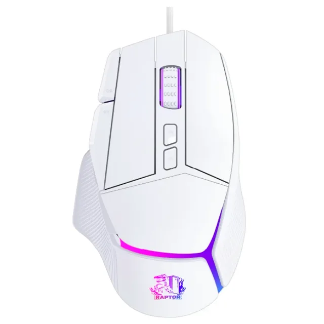 MOUSE RAPTOR STORM GRIP 9 BOTONES RETROILUMINADO BLANCO 8000 DPI