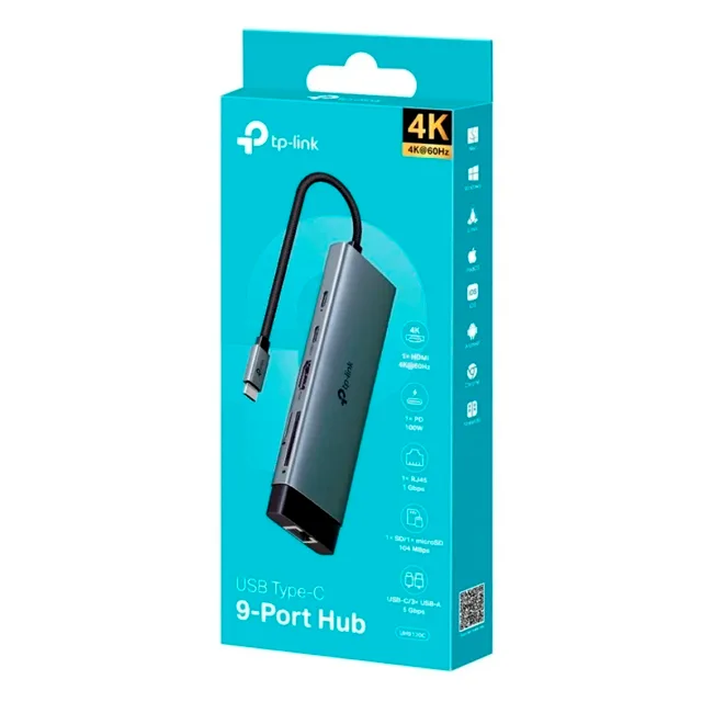 Hub Adaptador TP-Link UH9120C USB-C 9 en 1 HDMI/USB/USB C/ETH/Mico SD/SD