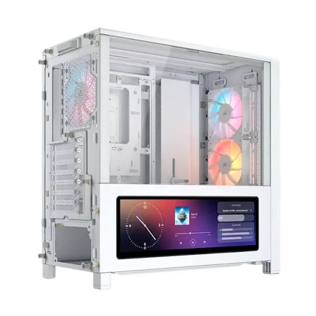 Gabinete Corsair 4000D FRAME LCD RS ARGB White Pantalla Táctil Templado 4x120mm ARGB