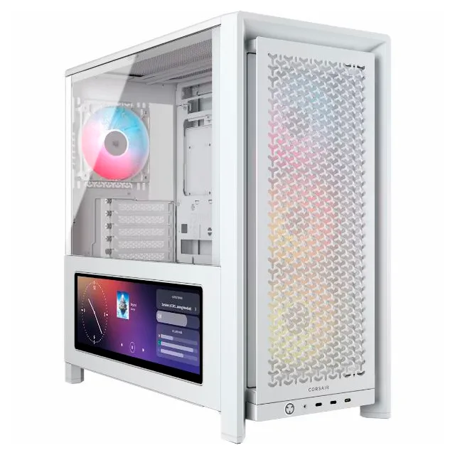 GABINETE CORSAIR 4000D FRAME LCD RS ARGB WHITE PANTALLA TÁCTIL TEMPLADO 4X120MM ARGB
