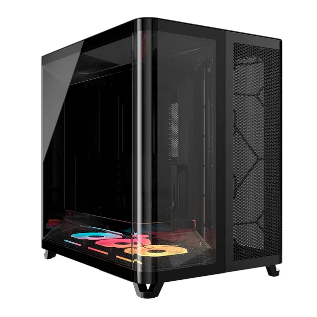 Gabinete Corsair AIR 5400 LX-R RGB iCUE LINK Black Panoramic Triple Cámara 3x120mm ARGB