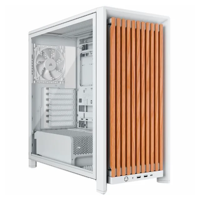 GABINETE CORSAIR FRAME 5000D WOOD RS BLANCO TEMPLADO 1X140MM 2X120MM