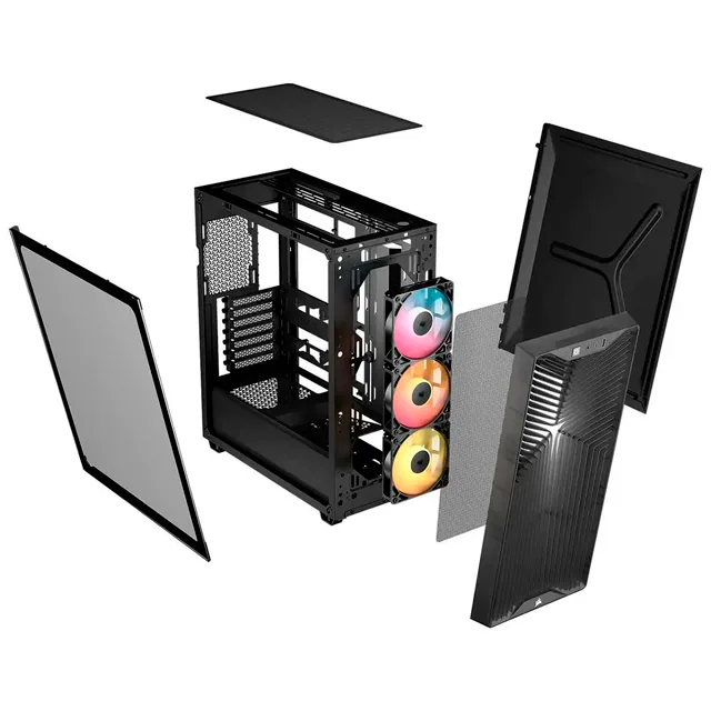Gabinete Corsair 3200D RS ARGB Black Templado 3x120mm ARGB — foto 2