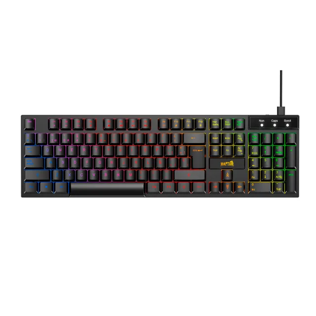 Combo Raptor Teclado Membrana 104 Teclas + Mouse RGB 7200 DPI + Mouse Pad S + Auricular 3.5