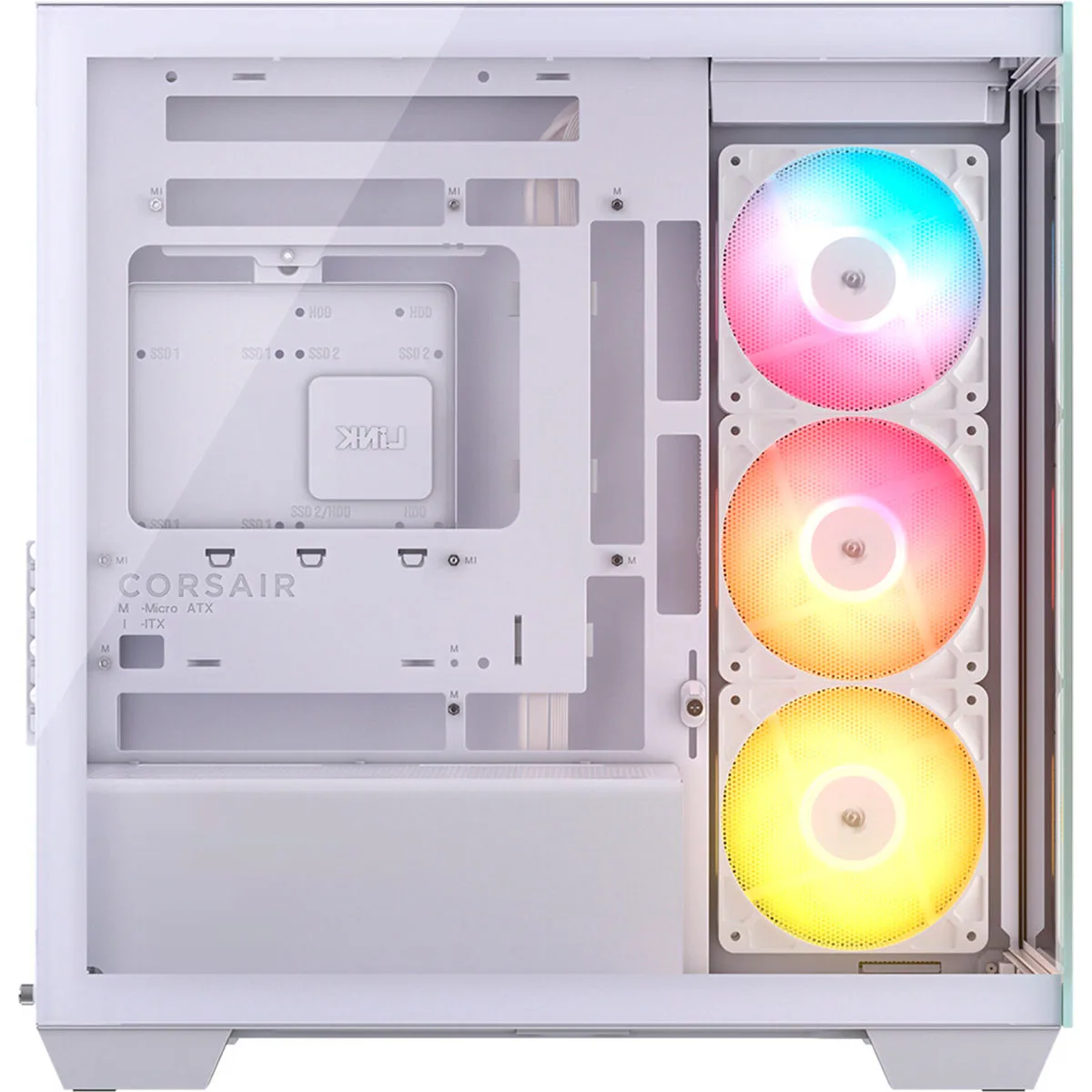 GABINETE CORSAIR 2800X RS-R ARGB WHITE PANORAMIC TEMPLADO 3X120MM ARGB