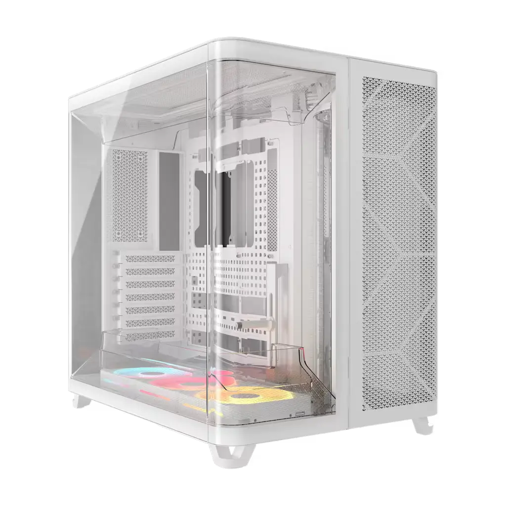 Gabinete Corsair AIR 5400 LX-R RGB iCUE LINK White Panoramic Triple Cámara 3x120mm ARGB