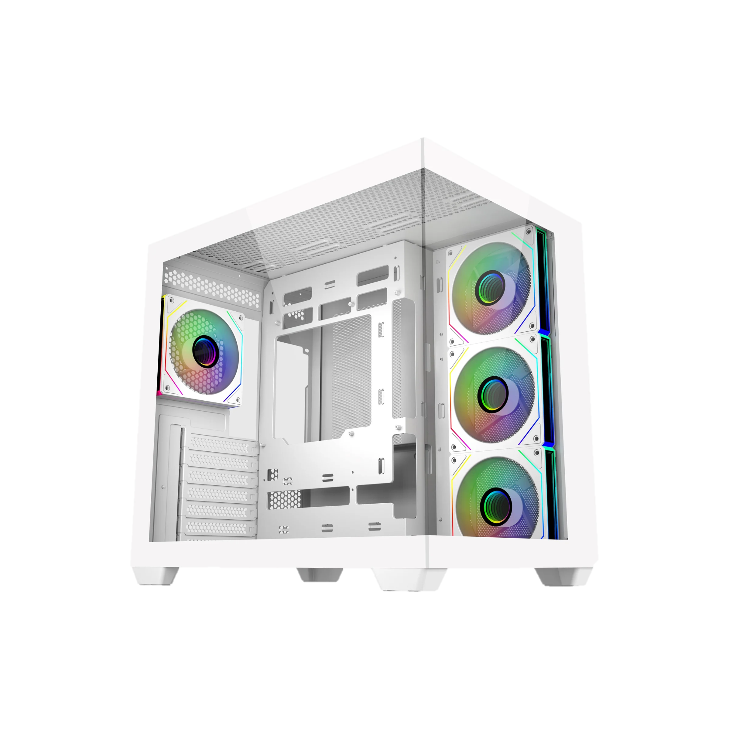GABINETE COOLER MASTER 681 WHITE PANORAMIC TEMPLADO 4X120MM ARGB