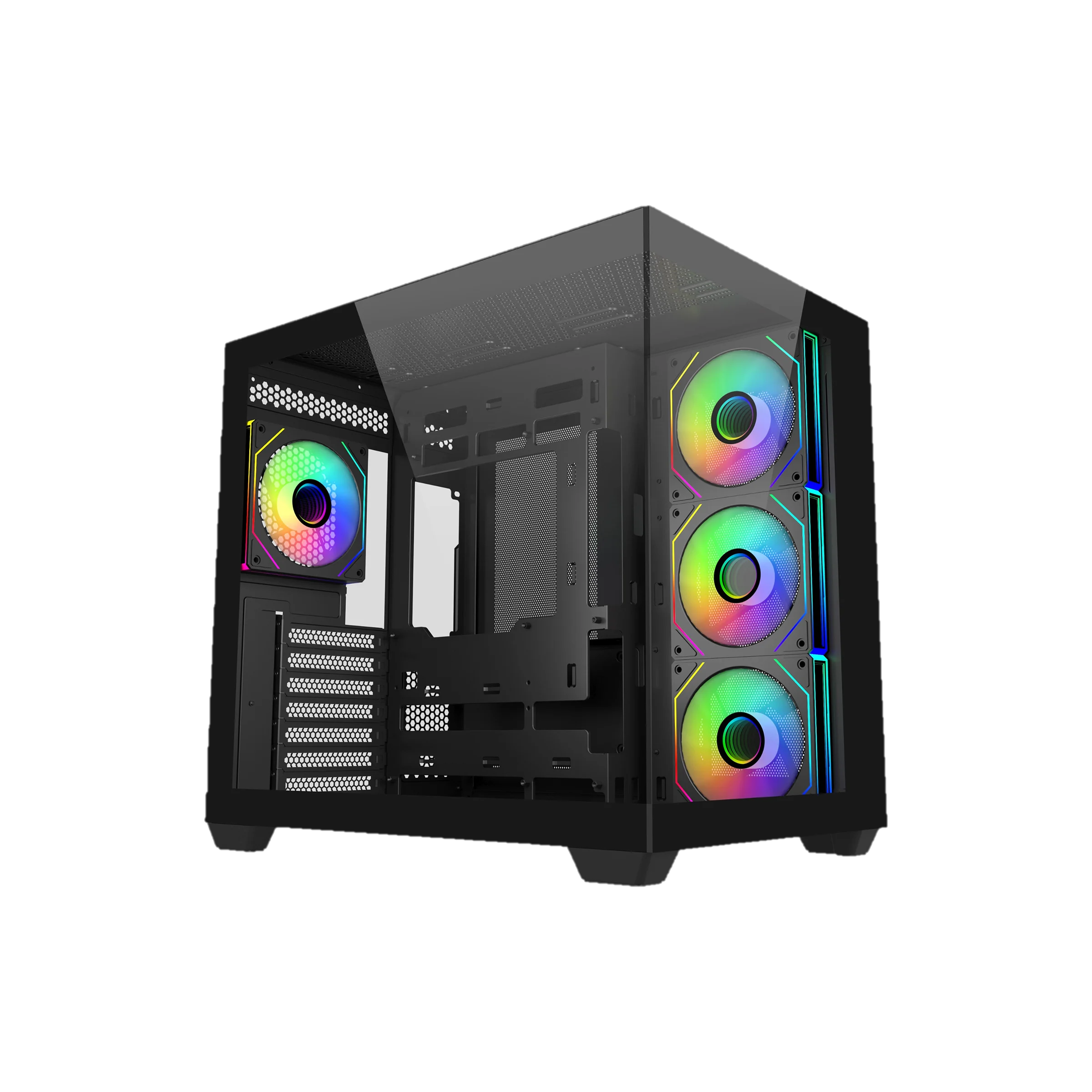 GABINETE COOLER MASTER 681 BLACK PANORAMIC TEMPLADO 4X120MM ARGB