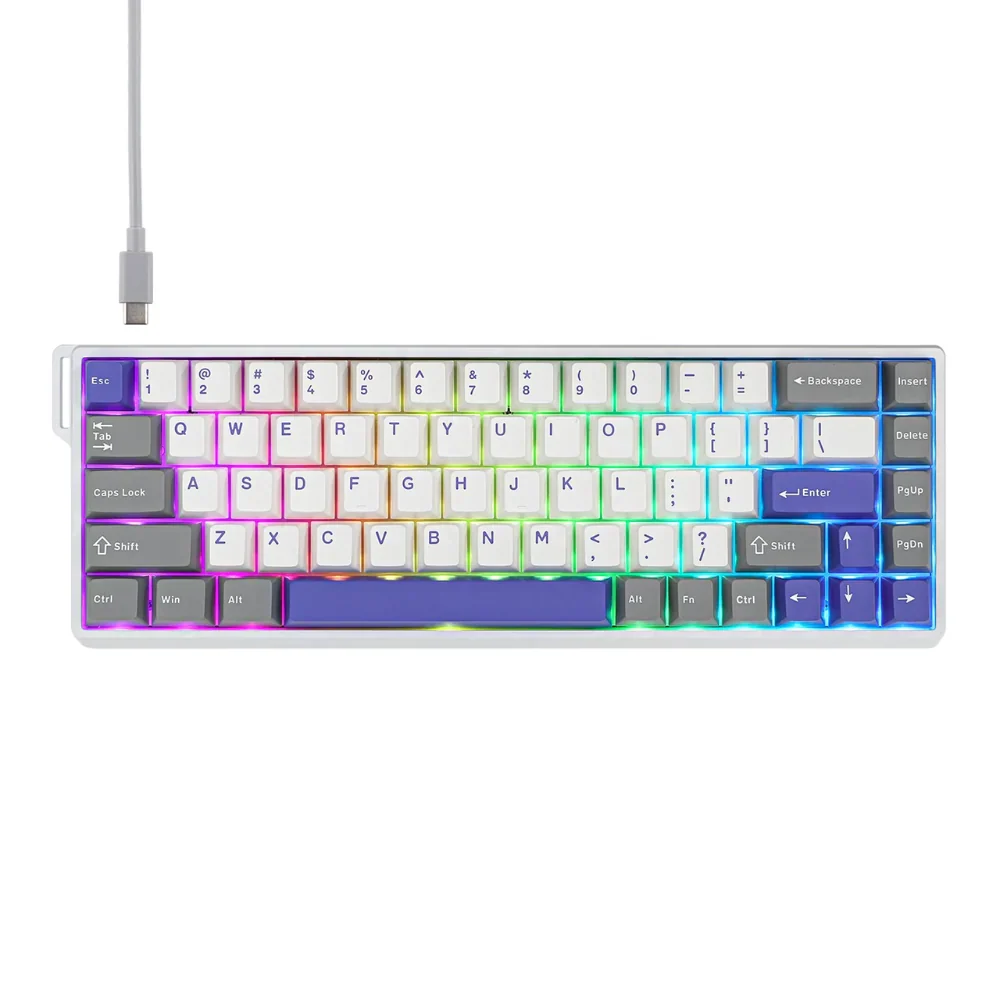 Teclado Aula WIN68HE Max White Blue Grey Magnético Switch Wing Chun