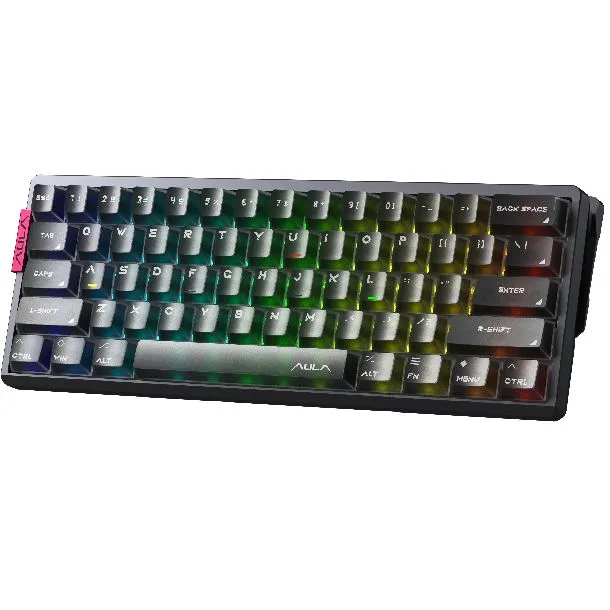Teclado Aula AG60 Pro Metallic Gray Black Frosted Switch Aether 