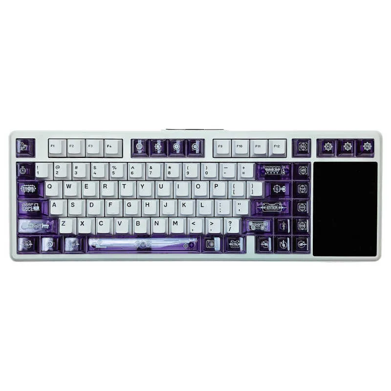 Teclado Aula L99 Semi Transparente Purple White LCD Wireless 98% RGB