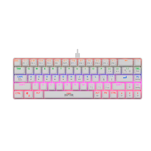 TECLADO RAPTOR FIRECLAW M68 MECANICO SWITCH RED OUTEMU WHITE