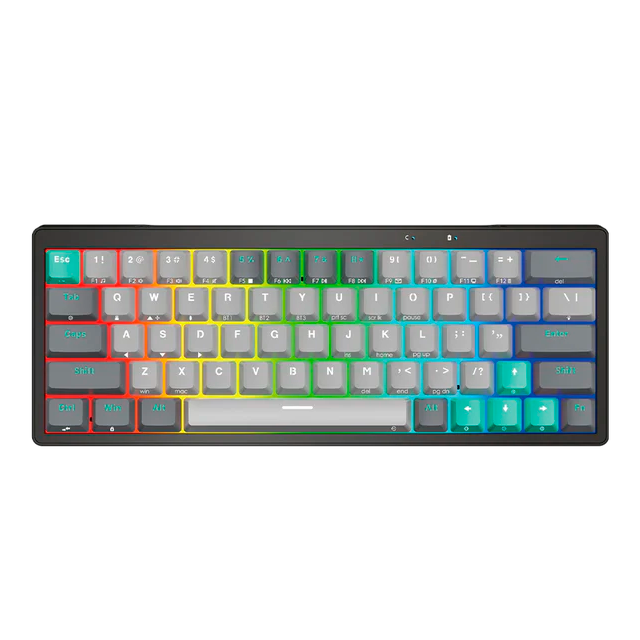 SPRING SALE TECLADO FANTECH ATOM PRO63 MK912 RGB MERCURY GREY WIRELESS MECÁNICO MINI 60% SWITCH BLUE INGLÉS