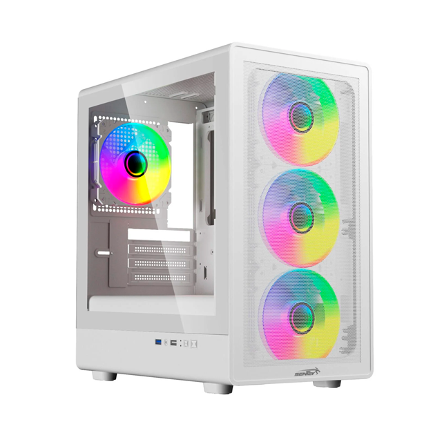 GABINETE SENTEY MANTIS WHITE MESH TEMPLADO 4X12CM ARGB