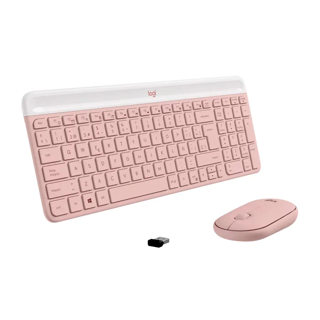 KIT TECLADO Y MOUSE LOGITECH MK470 WIRELESS SLIM ROSE 920-011312