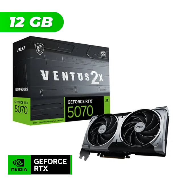 PLACA DE VIDEO MSI NVIDIA GEFORCE RTX 5070 VENTUS 2X OC 12GB GDDR7 + CONTROL RESONANT BUNDLE