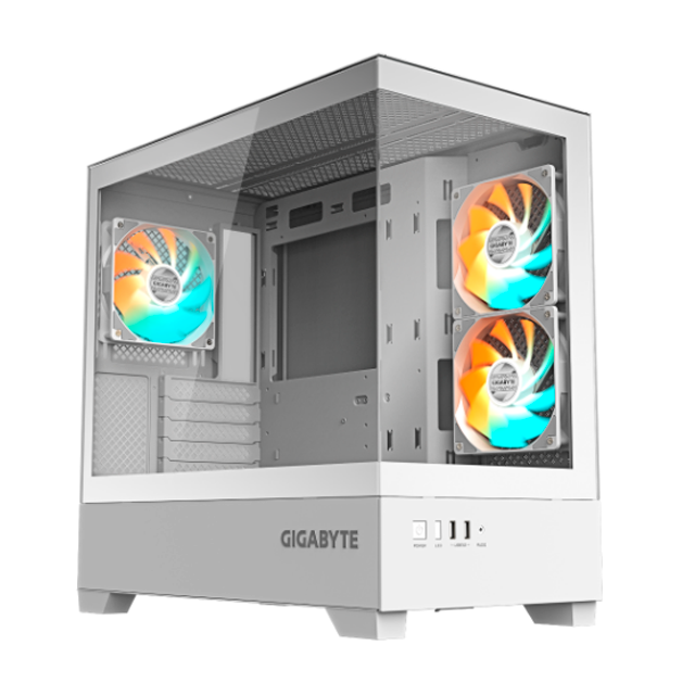 GABINETE GIGABYTE C201 PANORAMIC TEMPLADO WHITE 3X120MM ARGB