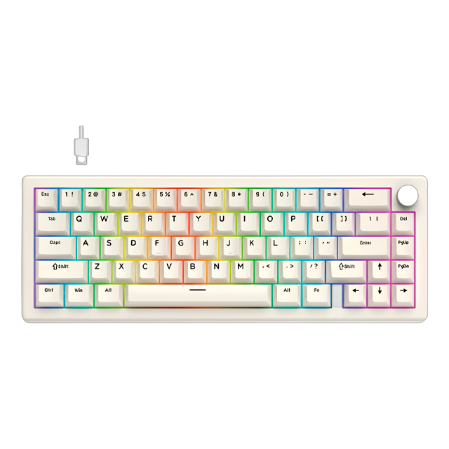 TECLADO FANTECH ATOM X66 MK614 ARGB RETRO BEIGE MECÁNICO 65% SWITCH ICE APRICOT INGLÉS