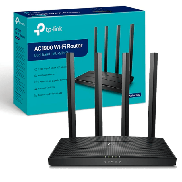 ROUTER WIFI TP-LINK ARCHER C80 AC1900 DUAL BAND GIGABIT 4 ANTENAS