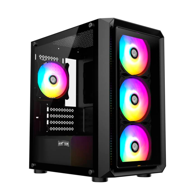 GABINETE RAPTOR INFINITY GLASS TEMPLADO 4X12CM RGB