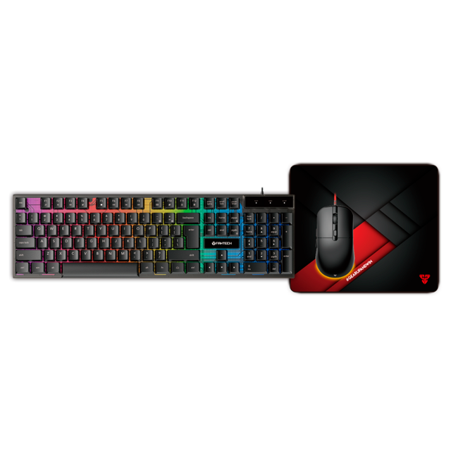 KIT GAMER 3 EN 1 FANTECH HERO P31 BLACK TECLADO. MOUSE Y PAD INGLÉS