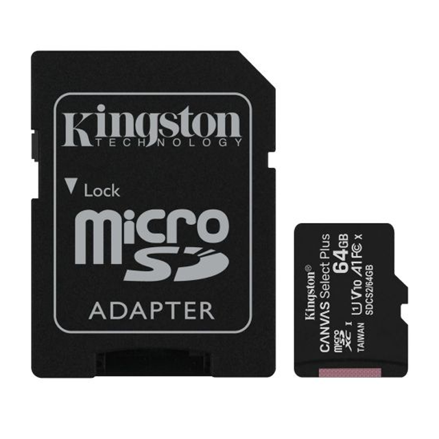 Micro SD Kingston 64GB Canvas Select Plus 100Mb/s Clase 10