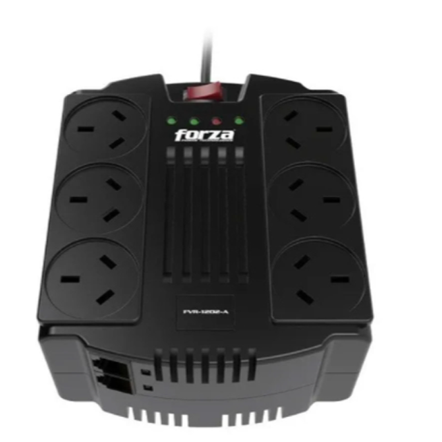 ESTABILIZADOR REGULADOR DE VOLTAJE FORZA FVR-1602A 6X TOMAS 1600VA