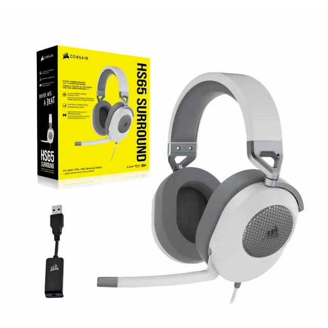 AURICULARES CORSAIR HS65 GAMING SURROUND 7.1 WHITE