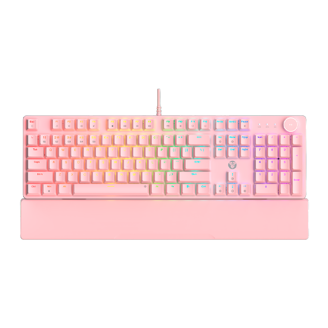 TECLADO FANTECH MAXPOWER II MK894 RGB PINK KNOB MECÁNICO 100% SWITCH LEMON ZEST INGLÉS