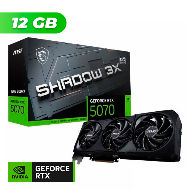 PLACA DE VIDEO MSI NVIDIA GEFORCE RTX 5070 SHADOW 3X OC 12GB GDDR7
