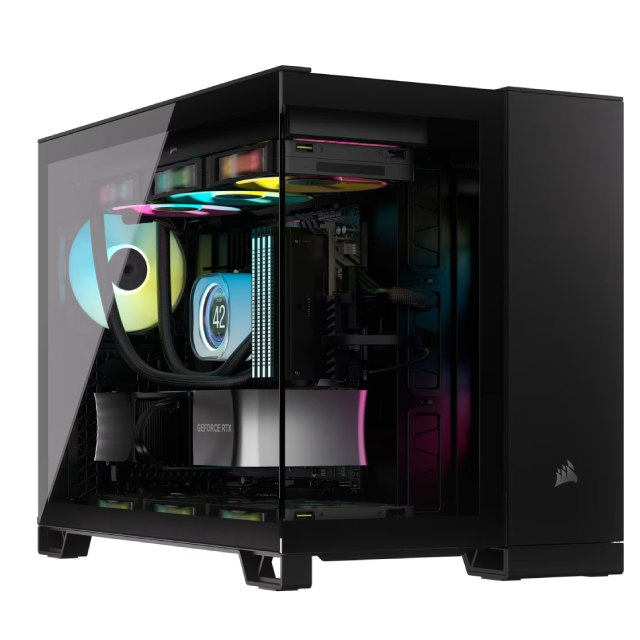 GABINETE CORSAIR 2500X ICUE LINK TEMPLADO DUAL CHAMBER BLACK 2X120MM ARGB