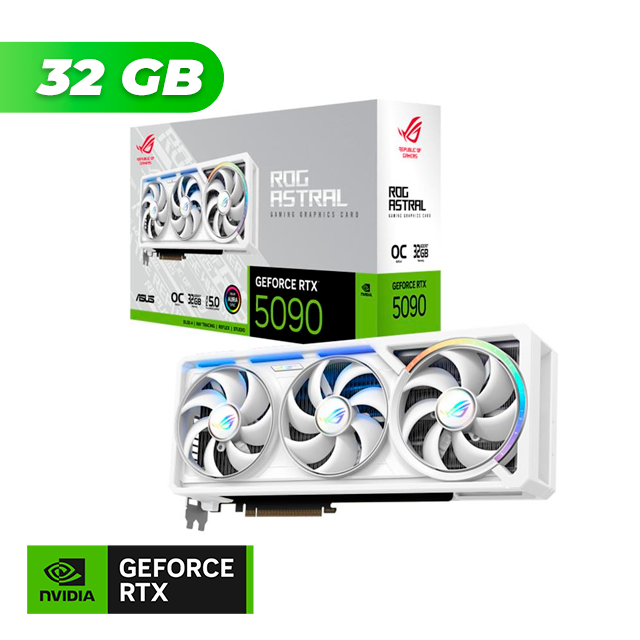 PLACA DE VIDEO ASUS NVIDIA GEFORCE RTX 5090 ROG ASTRAL OC WHITE 32GB GDDR7 + CONTROL RESONANT BUNDLE