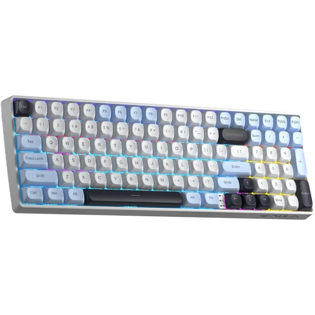 TECLADO AULA S100 PRO WIRELESS BLUE WHITE PURPLE MECÁNICO 95% RGB RAINBOW SWITCH BROWN
