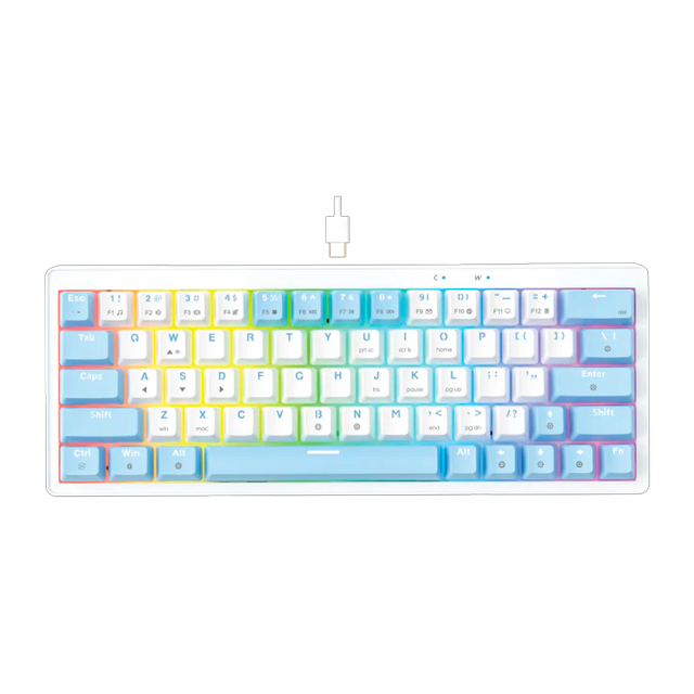 TECLADO FANTECH ATOM X63 MK611 RGB AME WHITE MECÁNICO MINI 60% SWITCH TARO INGLÉS