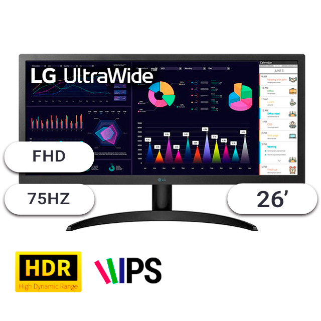 MONITOR LG 26 ULTRAWIDE 21:9 26WQ500-B IPS HDR HDMI