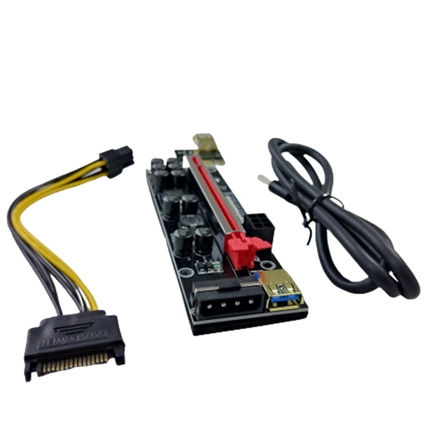 CABLE RISER PCI-E 16X A 1X USB 3.0 MOLEX + 6 PIN VER011 PRO MINERÍA