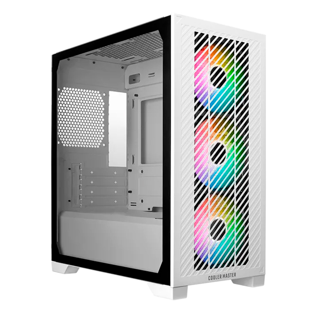 GABINETE COOLER MASTER ELITE 301 WHITE TEMPLADO USB TYPE-C 3X12CM ARGB MICRO ATX