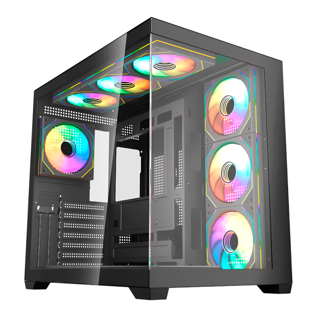 GABINETE FANTECH LUMINA X CG85X BLACK TEMPLADO PANORAMIC 6X120MM ARGB