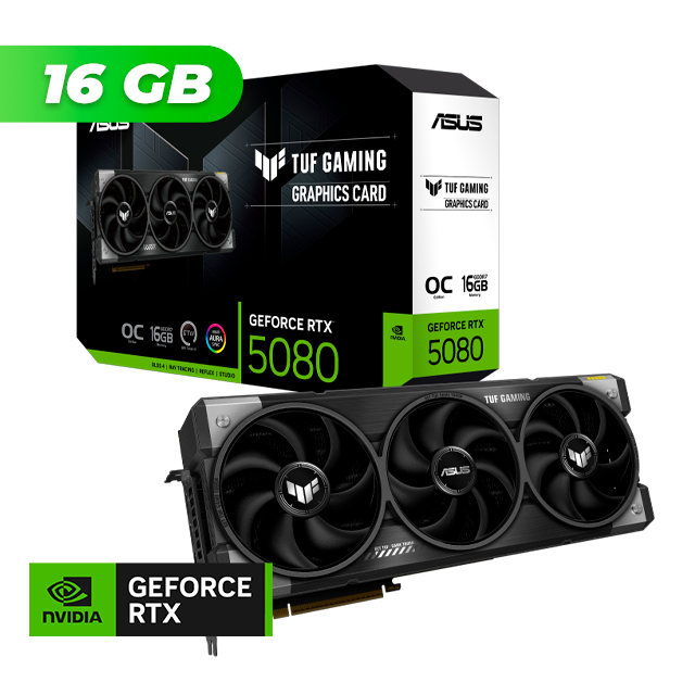 PLACA DE VIDEO ASUS NVIDIA GEFORCE RTX 5080 TUF GAMING OC 16GB GDDR7 + CONTROL RESONANT BUNDLE