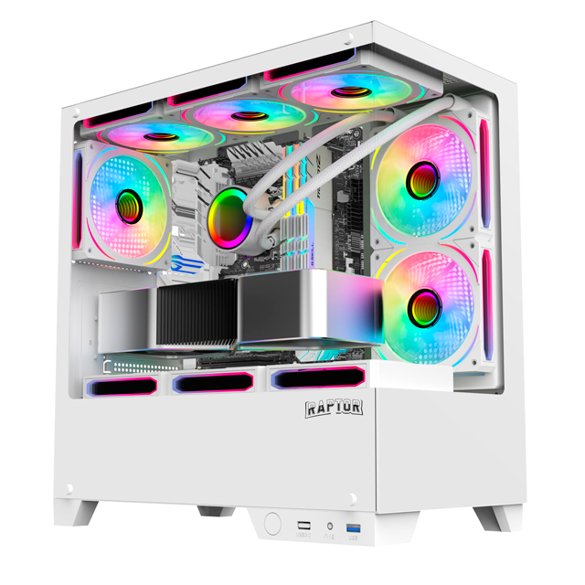 GABINETE RAPTOR THUNDER STRIKE WHITE TEMPLADO 1X120MM RGB