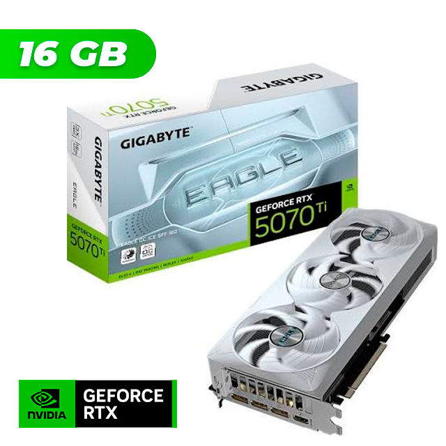 PLACA DE VIDEO GIGABYTE NVIDIA GEFORCE RTX 5070 TI EAGLE OC ICE SFF 16GB GDDR7 + CONTROL RESONANT BUNDLE