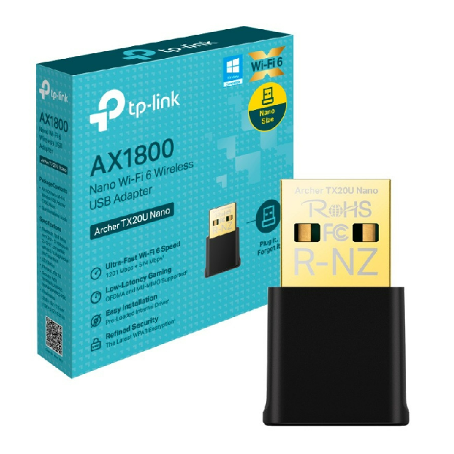 PLACA DE RED WIFI TP-LINK ARCHER TX20U NANO USB DUAL BAND AX1800