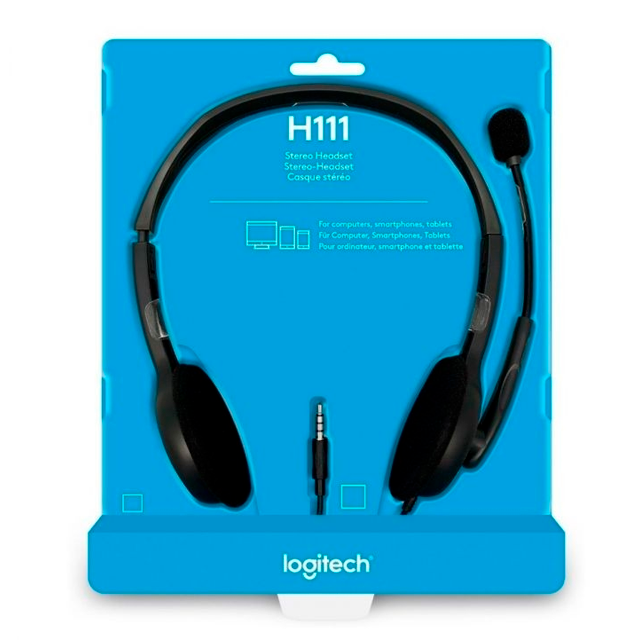 AURICULARES LOGITECH H111 BLACK HEADSET C/MICROFONO 981-000612