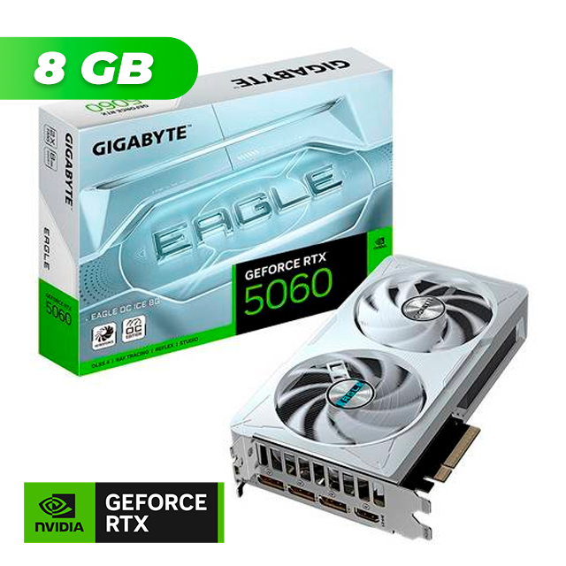 PLACA DE VIDEO GIGABYTE NVIDIA GEFORCE RTX 5060 EAGLE OC ICE 8GB GDDR7